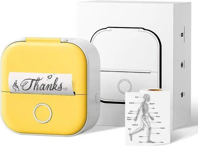 Alt view image 2 of 5 - Ponek Mini Pocket Sticker Printer - T02 Black On White Self-Adhesive Paper, Thermal Paper 50mm x 3.5m, 3 Rolls, Mini Printer for Journal, Notes, Memo