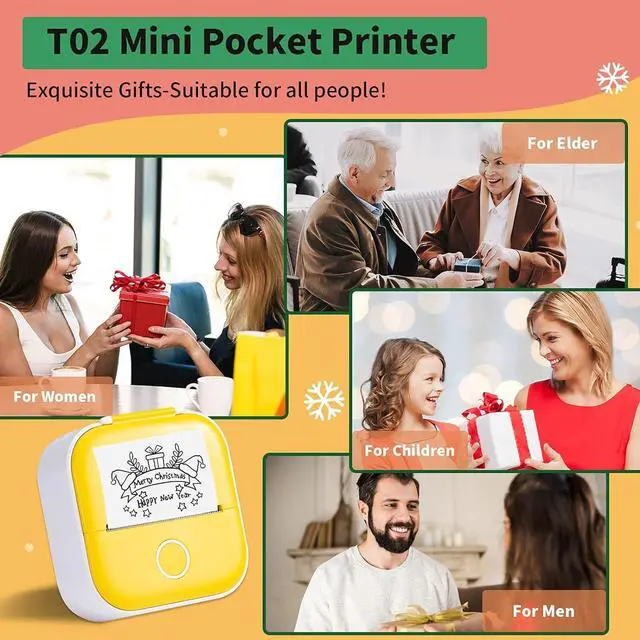 Alt view image 3 of 5 - Ponek Mini Pocket Sticker Printer - T02 Black On White Self-Adhesive Paper, Thermal Paper 50mm x 3.5m, 3 Rolls, Mini Printer for Journal, Notes, Memo