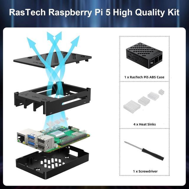 Alt view image 2 of 5 - RasTech Raspberry Pi 5 Kit 8GB RAM with Pi5 Case,Heat Sinks,Srewdriver and Raspberry Pi 5 8GB Board Included