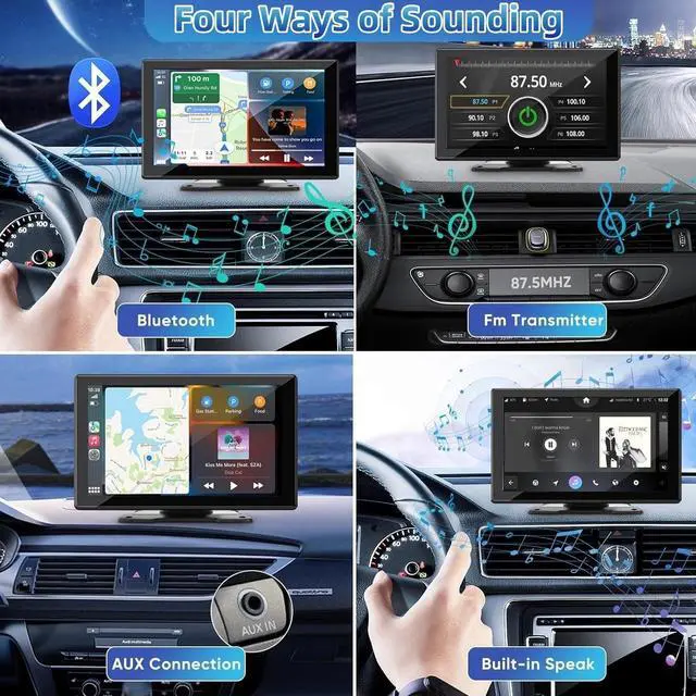 Alt view image 5 of 5 - RLIERCI Portable Carplay Screen for Car, 9" Wireless Carplay Touchscreen with 4K Dash Cam, Android Auto Car Stereo, Car Audio Receivers with 1080p Backup Camera, GPS, Bluetooth, FM, Siri