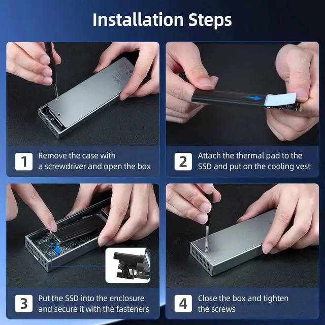 Alt view image 5 of 5 - SAN ZANG MASTER 40Gbps M.2 NVMe SSD Enclosure with Cooling Fan, Aluminium USB4 NVMe SSD Enclosure for MacBook Air/Por M1/M2, Compatible with USB4/3.2/3.1/3.0/2.0, Support 2230/2242/2260/2280(M Key)