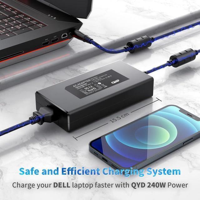 Alt view image 5 of 5 - QYD 240W 19.5V 12.3A Laptop Charger AC Adapter Compatible with Dell Alienware M15 R7 R6 R5 R2 R3 R4 Alienware 15 R3 R4 Alienware 17 R3 R4 R5 Alienware M17 R2 R3 R4 G3 G5 G7 15 17 Gaming Power Cord