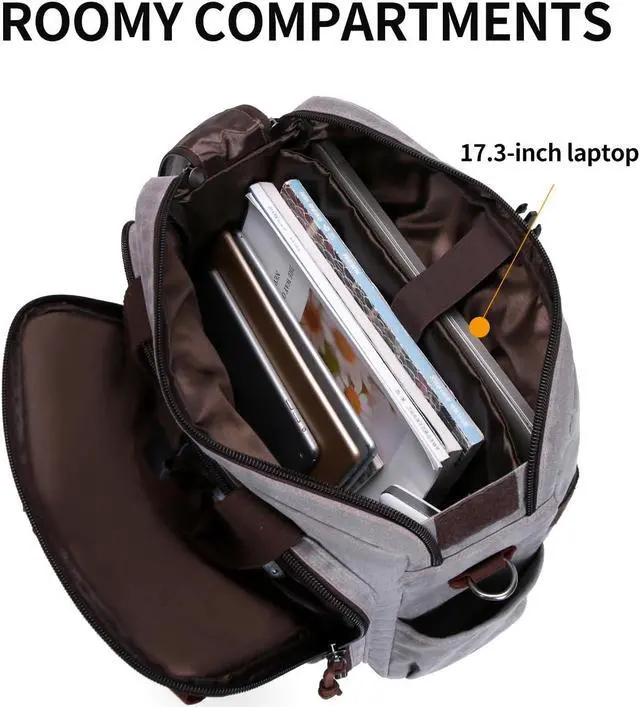 Alt view image 4 of 5 - SHENHU Laptop Bag Briefcase 17.3 Inch Laptop Case Messenger Bag for Men Waxed Canvas Office Carrying Shoulder Bag for Work Business Travel Gray