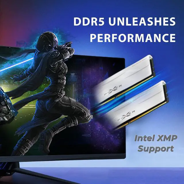 Alt view image 5 of 5 - Silicon Power DDR5 32GB (2x16GB) Zenith 6000MT/s (PC5-48000) 288-pin CL30 1.35V UDIMM Desktop Memory Module RAM SU032GXLWU60AFDGAB White