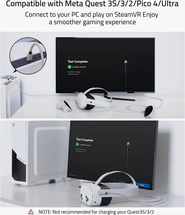 Alt view image 5 of 5 - Syntech Battery Pack with Belt Pouch + Link Cable 16 FT Compatible with Meta Quest 3S/3