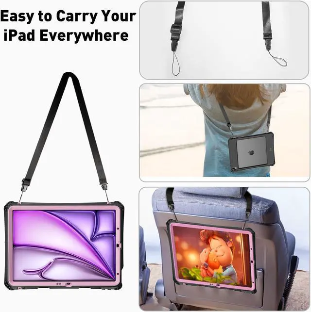 Alt view image 3 of 5 - Transy for iPad Air 11 Inch Case (M3/M2-2025/2024), Waterproof, Full Body Protection with Pencil Holder for iPad Air 5th Generation 2022/4th Generation 2020 10.9 Inch