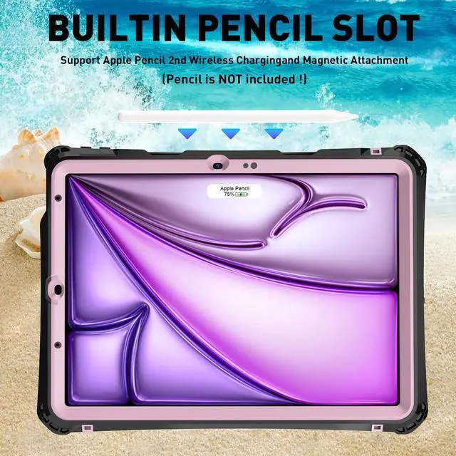 Alt view image 2 of 5 - Transy for iPad Air 11 Inch Case (M3/M2-2025/2024), Waterproof, Full Body Protection with Pencil Holder for iPad Air 5th Generation 2022/4th Generation 2020 10.9 Inch