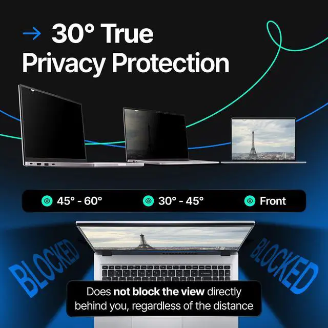 Alt view image 3 of 5 - VINTEZ [2 Pack 14 Inch 16:9 Privacy Screen for Computer Monitor and Laptop - Anti Glare Protector Film Blue Light Filter Eye Protection - Computer Screen Privacy Shield