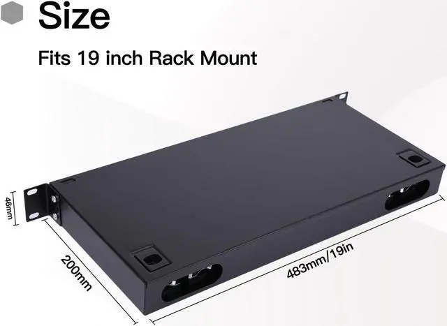 Alt view image 4 of 5 - 1U 19" Rack Mount Fiber Optic Box Enclosure with LGX Loaded Patch Panel - Fits Rack Cabinets, Includes 2 Splice Trays, Supports Up to 48 Fibers