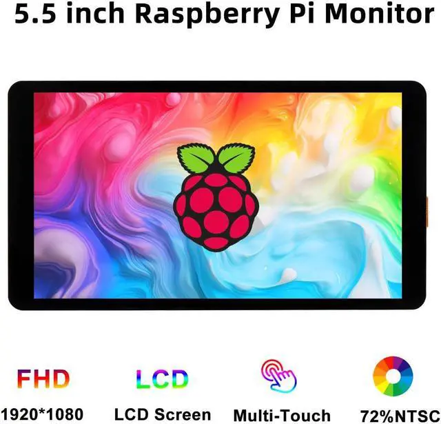 Alt view image 2 of 5 - wisecoco 5.5 Inch Touchscreen Monitor for Raspberry Pi LCD Display 1920 * 1080 for Pi RPi 5/4/4B/3B+/3A+ HDMI Support Windows Horizontal Display in Default
