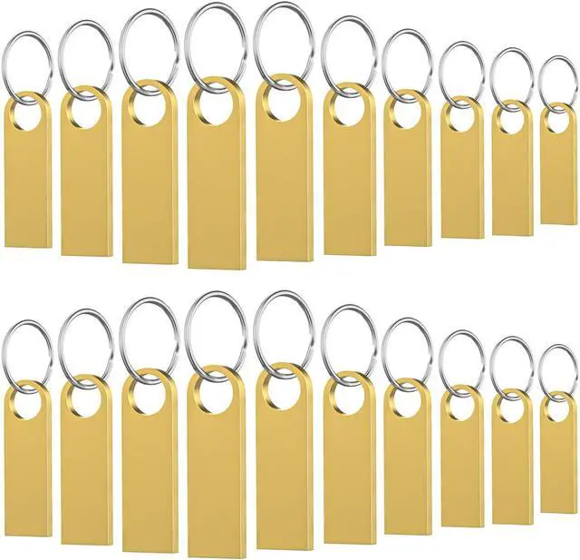 Main image of 16GB USB Flash Drive 20 Pack, Wooolken Sleek Metal Thumb Drives with Keychains Swivel Memory Stick Pendrive USB 2.0 Jump Zip Drive USB Stick(Gold)