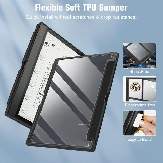 Alt view image 5 of 5 - Fintie Case for 10.3" BOOX Note Air3 C/Note Air 3 B/W E Ink Tablet ePaper 2023 - Trifold Hybrid Slim Cover with Clear Transparent Back Shell + Composition Book Lightweight Book Folio Cover