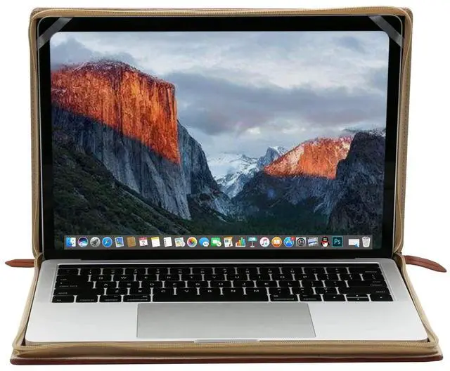 Alt view image 3 of 5 - MOSISO Compatible with MacBook Air 15 inch 2025 2024 2023 M4 M3 M2/Pro 15 inch Case A1990 A1707 2019-2016, PU Leather Laptop Sleeve Vintage Retro Zippered Portfolio Protective Case Cover, Brown