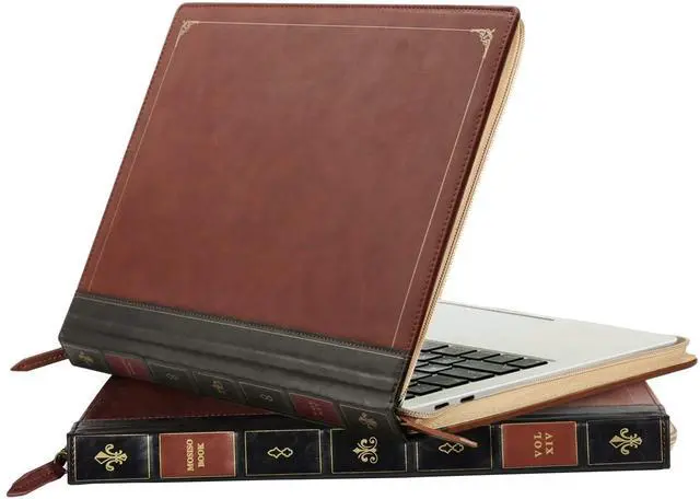 Alt view image 5 of 5 - MOSISO Compatible with MacBook Air 15 inch 2025 2024 2023 M4 M3 M2/Pro 15 inch Case A1990 A1707 2019-2016, PU Leather Laptop Sleeve Vintage Retro Zippered Portfolio Protective Case Cover, Brown