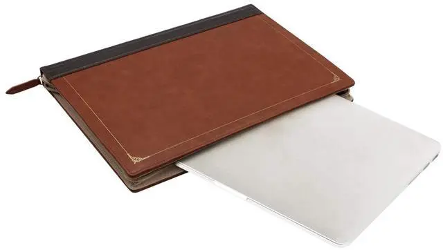 Alt view image 4 of 5 - MOSISO Compatible with MacBook Air 15 inch 2025 2024 2023 M4 M3 M2/Pro 15 inch Case A1990 A1707 2019-2016, PU Leather Laptop Sleeve Vintage Retro Zippered Portfolio Protective Case Cover, Brown