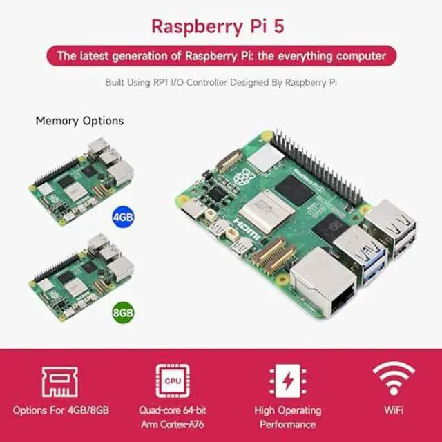 Alt view image 3 of 5 - Waveshare Display Accessories B, Compatible with Raspberry Pi 5, Bundle with 7inch LCD, TF Card 64GB, Cable, Cooler and so on (10 Items)