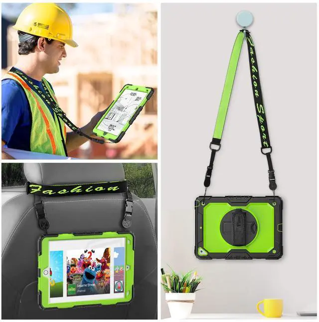 Alt view image 5 of 5 - Timecity for iPad Air 3rd Generation Case, for iPad Air 3/ Pro 10.5 Inch Case: with Heavy Duty Protection, Adjustable Kickstand, Anti-Slip, Screen Protector, Hand/Shoulder Strap - Green