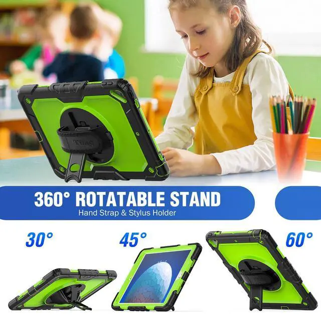 Alt view image 4 of 5 - Timecity for iPad Air 3rd Generation Case, for iPad Air 3/ Pro 10.5 Inch Case: with Heavy Duty Protection, Adjustable Kickstand, Anti-Slip, Screen Protector, Hand/Shoulder Strap - Green