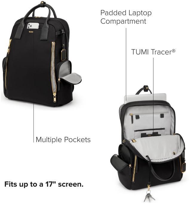 Alt view image 3 of 5 - TUMI - Voyageur Atlanta Backpack - Travel Backpack for Women - For Business, Commute - Holds Up to 17" Laptop - Black & Gold Hardware