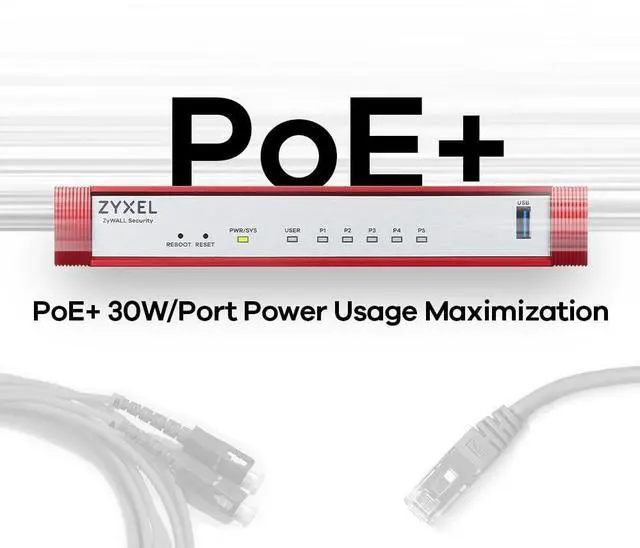 Alt view image 2 of 4 - Zyxel ZyWALL Firewall USG Flex 50H Bundle | PoE+ | High Speed Cyber Security Firewall vs Malware | VPN | 1-Year UTM Gold Security Pack | Nebula Cloud [USGFLEX50HP]