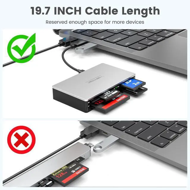 Alt view image 5 of 5 - SmartMedia Card Reader Writer All-in-1 USB Universal Multi Card Adapter Slim Hub Read Smart Media, xD, SD, SDHC, SDXC, UHS-I, MMC, MS Pro Duo, CF, MD, Camera Flash Memory Cards For Windows, Mac, Linux