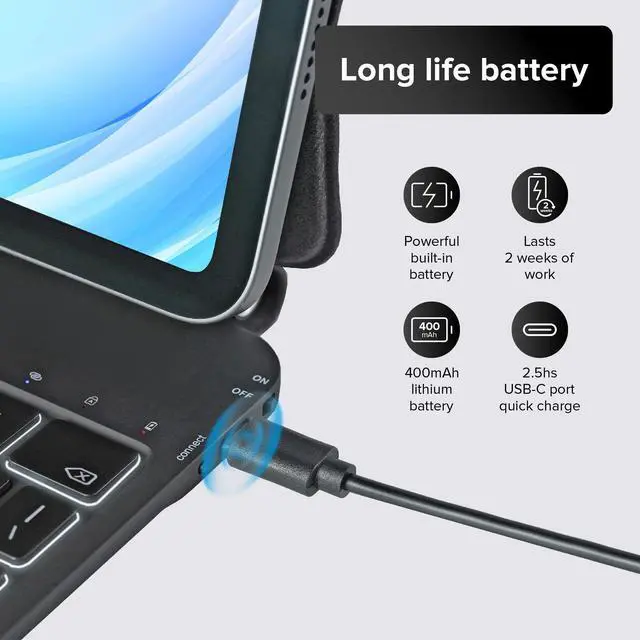 Alt view image 4 of 5 - mobee Magic Keyboard Case for for iPad 10th Gen 10.9 inch (2022) & iPad 11th (A16, 2025), Magnetic Keyboard Case with Multi-Touch Trackpad, Backlit, Light Weight