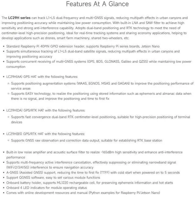 Alt view image 4 of 5 - Waveshare LC29H Series Dual-Band GPS Module for Raspberry Pi, Dual-Band L1+L5 Positioning Technology, Supports Positioning Augmentation System and Easy Technology
