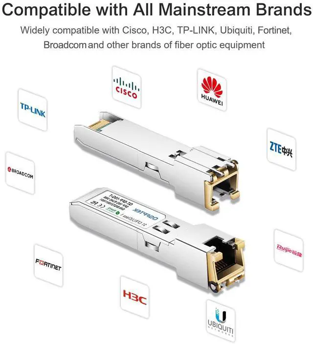 Alt view image 5 of 5 - 4Pack 10GBASE-T SFP+ to RJ45 Copper Module Mini-GBIC Transceiver for Cisco SFP-10G-T-S, Ubiquiti UF-RJ45-10G , Netgear, Mikrotik, D-Link, Supermicro, TP-Link, Linksys, CAT6A/CAT7, up to 100FT(30M)
