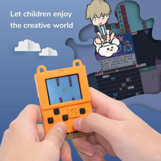 Alt view image 4 of 5 - KittenBot Meowbit Card-Sized Retro Coding Arcade Programmable Handheld Game Console Suitable for STEM Education Compatible Micro:bit Expansion Board for Kids Ages 10+(Orange)
