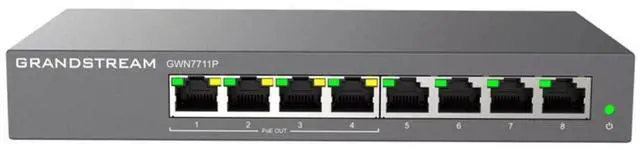Main image of Grandstream GWN7711P | 8-Port Gigabit Ethernet Layer 2 Lite Managed PoE Switch | Desktop/Wall-Mount | Metal Design