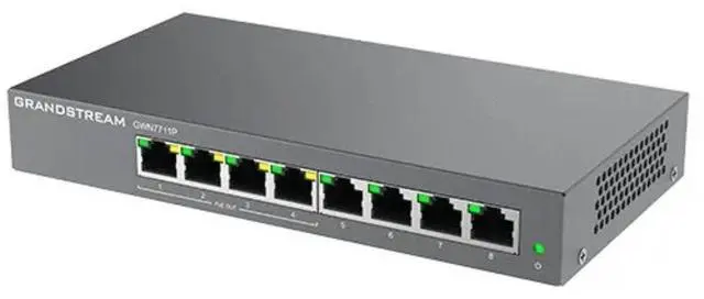 Alt view image 2 of 3 - Grandstream GWN7711P | 8-Port Gigabit Ethernet Layer 2 Lite Managed PoE Switch | Desktop/Wall-Mount | Metal Design