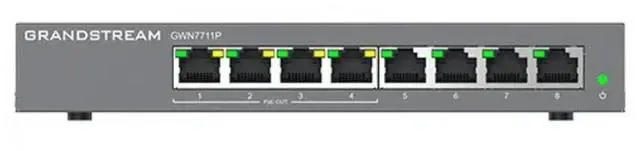 Alt view image 3 of 3 - Grandstream GWN7711P | 8-Port Gigabit Ethernet Layer 2 Lite Managed PoE Switch | Desktop/Wall-Mount | Metal Design