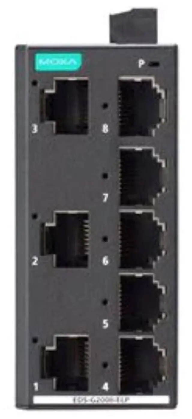 Alt view image 2 of 3 - Moxa EDS-G2008-ELP , 8-Port Full Gigabit Entry-Level Unmanaged Switch, 8 Fast TP Ports, Plastic housing, -10 to 60degC