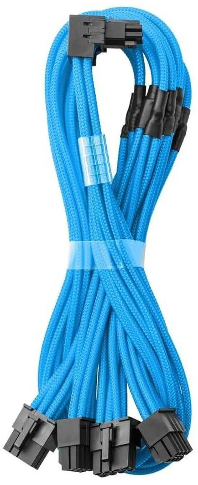 Main image of CableMod C-Series Pro ModMesh Sleeved 12V-2x6 12VHPWR 90° StealthSense PCIe Cable for Corsair - Variant A (Light Blue, 16-pin to Quad 8-pin, 60cm)