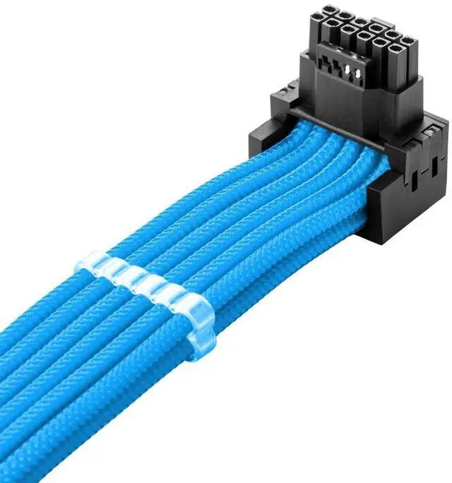 Alt view image 2 of 3 - CableMod C-Series Pro ModMesh Sleeved 12V-2x6 12VHPWR 90° StealthSense PCIe Cable for Corsair - Variant A (Light Blue, 16-pin to Quad 8-pin, 60cm)