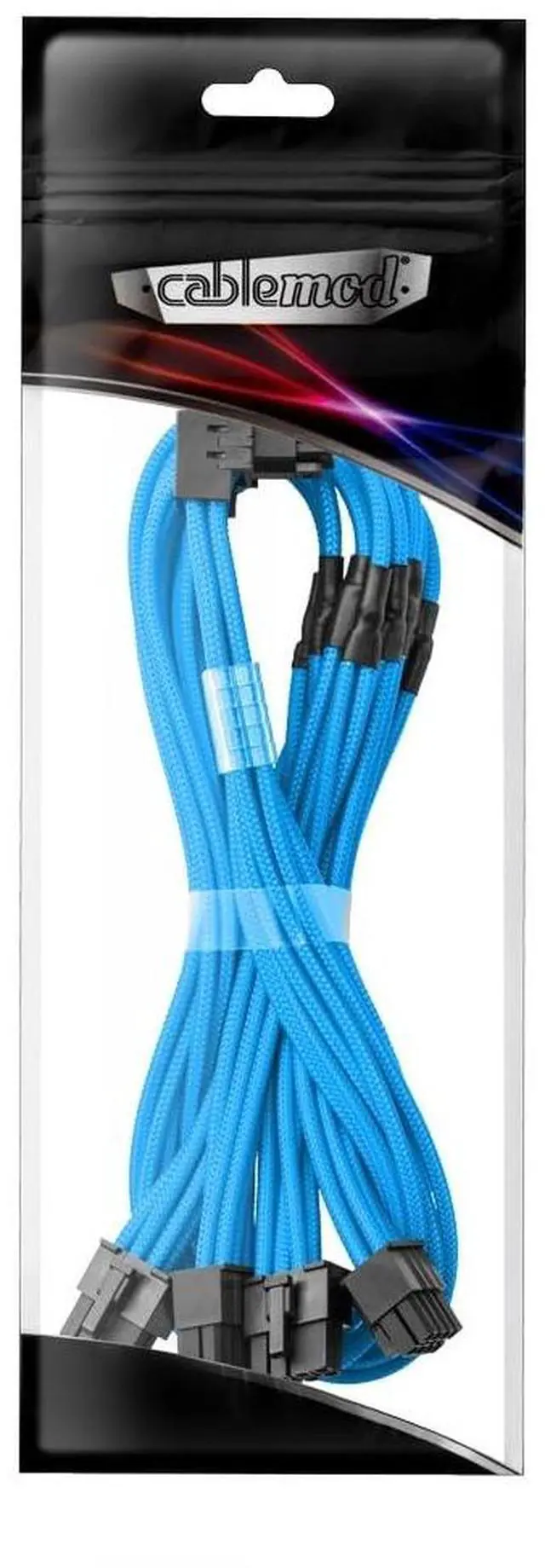 Alt view image 3 of 3 - CableMod C-Series Pro ModMesh Sleeved 12V-2x6 12VHPWR 90° StealthSense PCIe Cable for Corsair - Variant A (Light Blue, 16-pin to Quad 8-pin, 60cm)