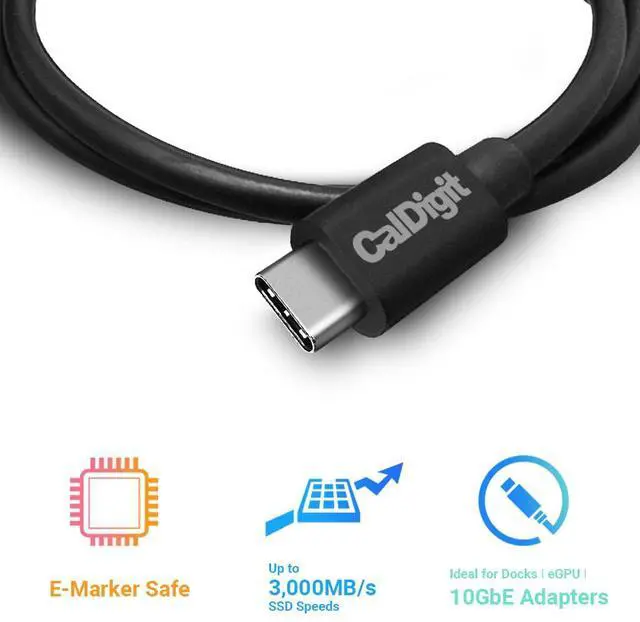 Alt view image 3 of 5 - CalDigit Thunderbolt 4 Cable - 40Gbps 100W Power Delivery, Compatible with Thunderbolt 3 & USB Type C, MacBook Pro, iMac, iPhone 15 Max, Black (0.8 Meter 2.62 Feet, Thunderbolt 4 / USB 4 Cable)