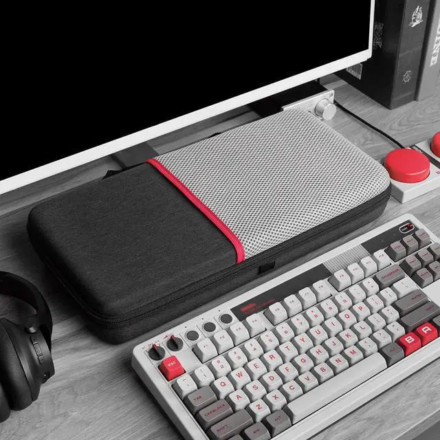 Alt view image 5 of 5 - Geekria Tenkeyless TKL Keyboard Case, Hard Shell Travel Carrying Bag, Mechanical Gaming Keyboard Case, Compatible with 8Bitdo Retro Mechanical Keyboard Dual Super Programmable Keys (Dark Gray)