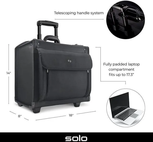 Alt view image 2 of 5 - Solo Classic Rolling Hard Sided Catalog Case With Dual Combination Locks, Black