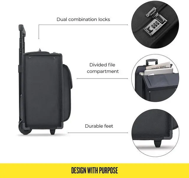 Alt view image 3 of 5 - Solo Classic Rolling Hard Sided Catalog Case With Dual Combination Locks, Black