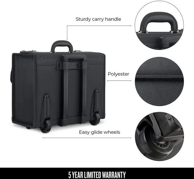 Alt view image 4 of 5 - Solo Classic Rolling Hard Sided Catalog Case With Dual Combination Locks, Black