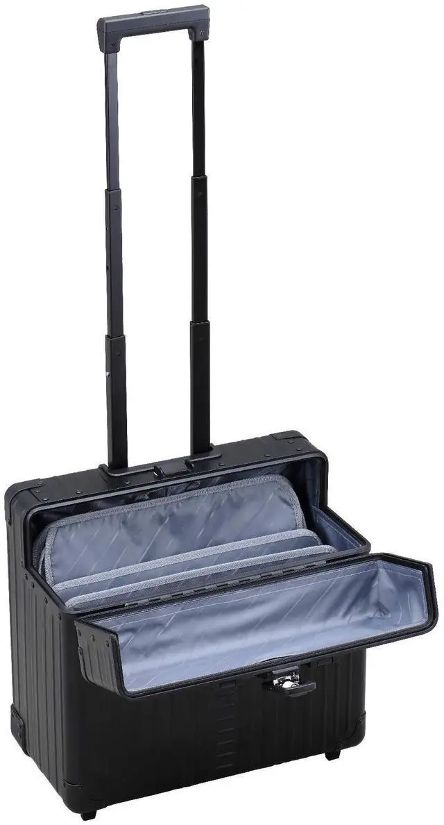 Alt view image 3 of 5 - Aleon 17" Two Wheels Pilot Business Laptop Travel Case, Catalog Case with Laptop Sleeve, Rolling Briefcase for Men and Women (Black)