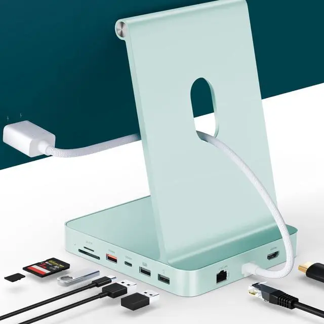Main image of Minisopuru iExpandMate DS802PRO iMac Accessories with 4K@60Hz HDMI, USB C Charging, 2.5GbE, 4TB M.2 SSD Enclosure, USB C Hub for iMac 24 inch M1/M3/M4, iMac Hub with 4xUSB, SD/TF, Audio | Green