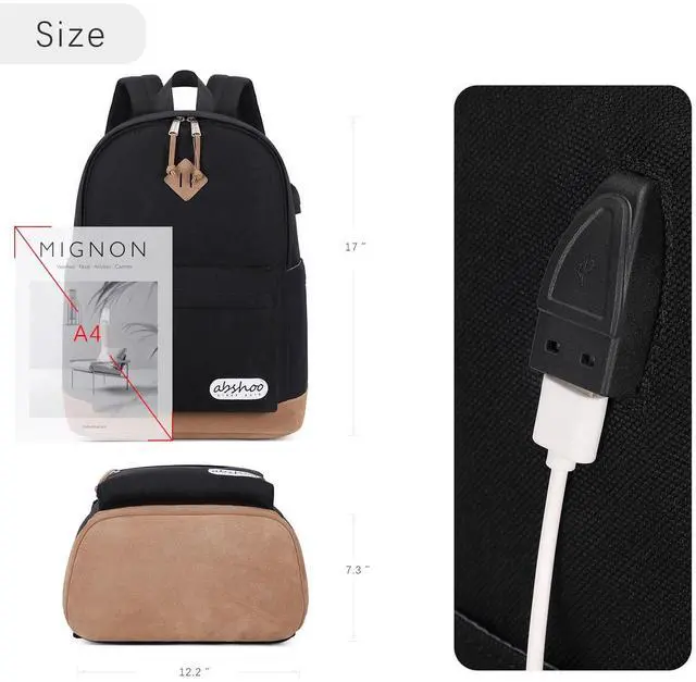 Alt view image 3 of 5 - abshoo Plain Big Student Backpack For School Men Middle High School Backpacks Teen Boys Bookbag Travel Daypack (Black)
