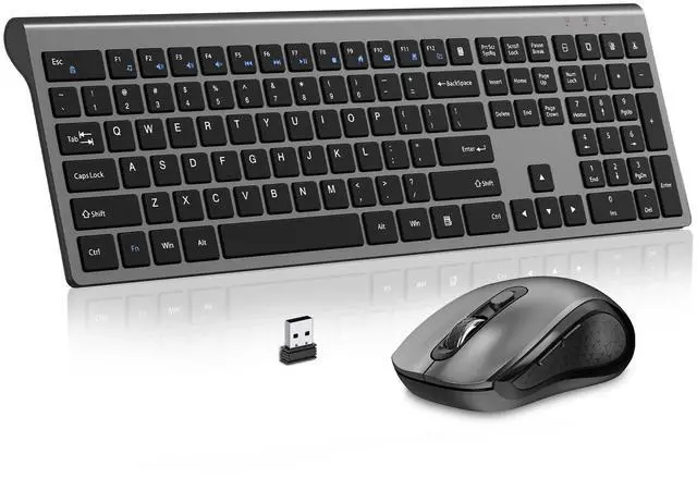 Main image of Wireless Keyboard Mouse Combo,2.4Ghz USB Full Size Cordless Computer Silent Keyboard and Ergonomics Mouse, Scissor Switch Keys, Fn Lock, for Laptop PC Chromebook and Windows 11/10/7/XP - Grey