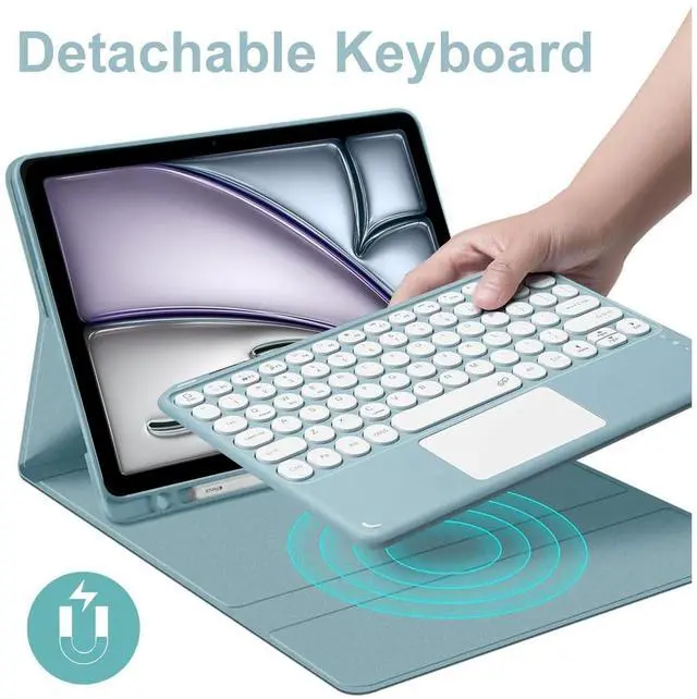 Alt view image 2 of 5 - Aidashine Keyboard Case for Samsung Galaxy Tab S9 Ultra 14.6 inch- Multi-Touch Trackpad, Detachable Wireless Keyboard Folio Tablet Case,Purple