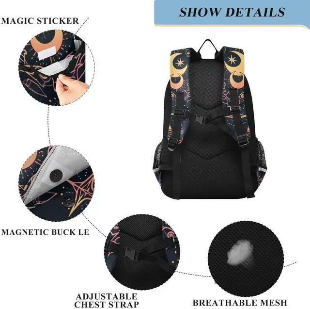 Alt view image 3 of 5 - ALAZA Moon Stars Alchemy Witch Laptop Backpack Purse for Women Men Travel Bag Casual Daypack with Compartment & Multiple Pockets
