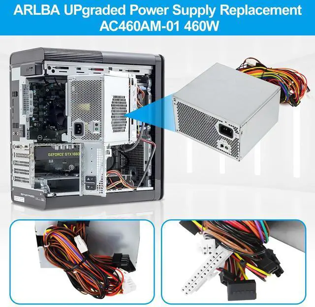 Alt view image 4 of 5 - Upgraded HU460AM-01 460W Power Supply PSU Compatible with Dell XPS 8930 8920 8910 8900 8700 8300 8100 8000 Alien-Ware Aurora R5 Replacement DPS-460DB-15 AC460AM-01 WY7XX WC1T4 D460AM-03 L350AM-00