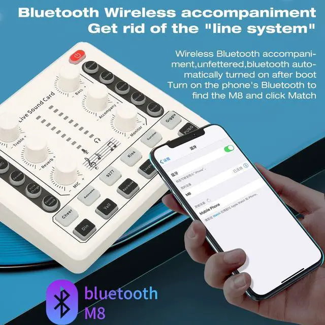 Alt view image 5 of 5 - Live Sound Card, Mini Sound Mixer Board for Live Streaming, Podcast Microphone Sound Card with Multiple Sound Effects, PC External Sound Card, Voice Changer Sound Card for Podcasting Gaming Recording