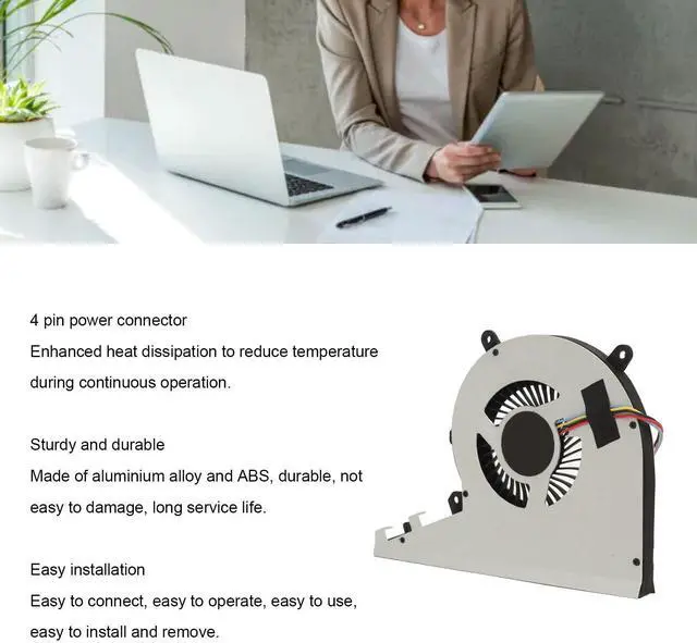 Alt view image 3 of 5 - Replacement CPU Cooling Fan for HP for Envy 17 AE 17T AE 17 AE100 17T AE100 17 AE143NG 17M AE111DX Touch 925461 001 925478 001, Replacement Laptop CPU Cooling Fan 4 Pin
